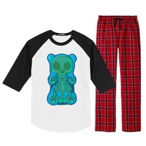 Classic Blue GUMMY BEAR Skeleton Anatomy Halloween Raglan Sleeve Pajama Set