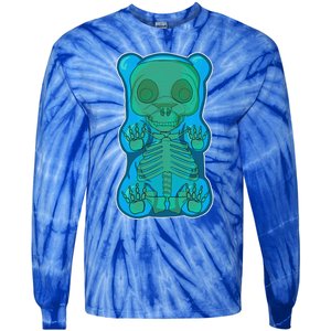 Classic Blue GUMMY BEAR Skeleton Anatomy Halloween Tie-Dye Long Sleeve Shirt