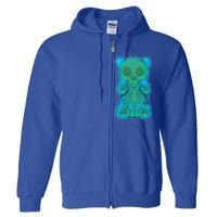 Classic Blue GUMMY BEAR Skeleton Anatomy Halloween Full Zip Hoodie