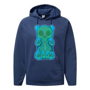 Classic Blue GUMMY BEAR Skeleton Anatomy Halloween Performance Fleece Hoodie