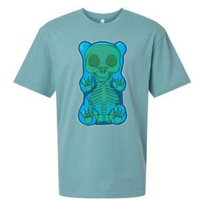 Classic Blue GUMMY BEAR Skeleton Anatomy Halloween Sueded Cloud Jersey T-Shirt