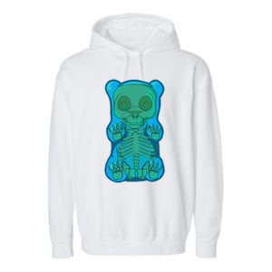 Classic Blue GUMMY BEAR Skeleton Anatomy Halloween Garment-Dyed Fleece Hoodie