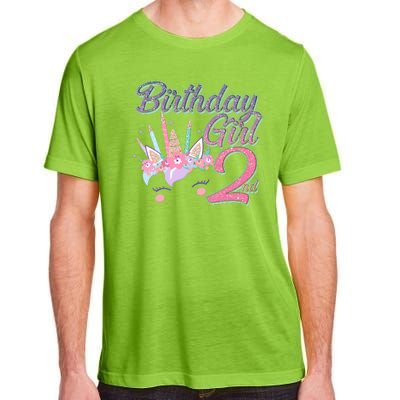 Cute Birthday Girl Second 2nd Birthday Unicorn Adult ChromaSoft Performance T-Shirt