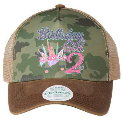 Cute Birthday Girl Second 2nd Birthday Unicorn Legacy Tie Dye Trucker Hat