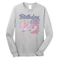 Cute Birthday Girl Second 2nd Birthday Unicorn Long Sleeve Shirt