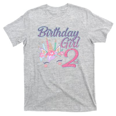 Cute Birthday Girl Second 2nd Birthday Unicorn T-Shirt