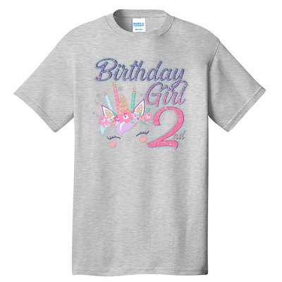 Cute Birthday Girl Second 2nd Birthday Unicorn Tall T-Shirt