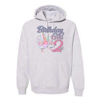 Cute Birthday Girl Second 2nd Birthday Unicorn Premium Hoodie