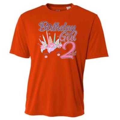 Cute Birthday Girl Second 2nd Birthday Unicorn Cooling Performance Crew T-Shirt