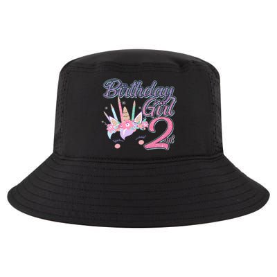 Cute Birthday Girl Second 2nd Birthday Unicorn Cool Comfort Performance Bucket Hat