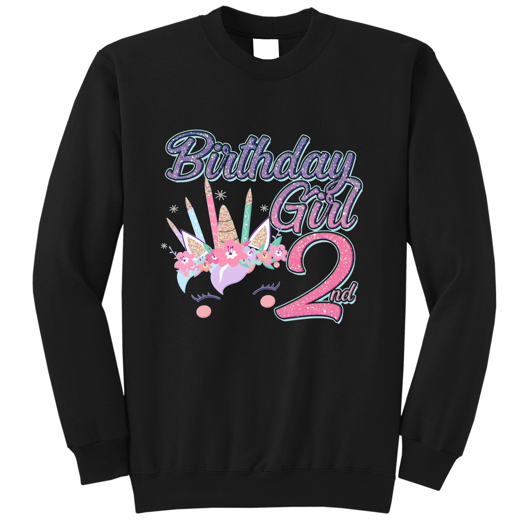 Cute Birthday Girl Second 2nd Birthday Unicorn Sweatshirt