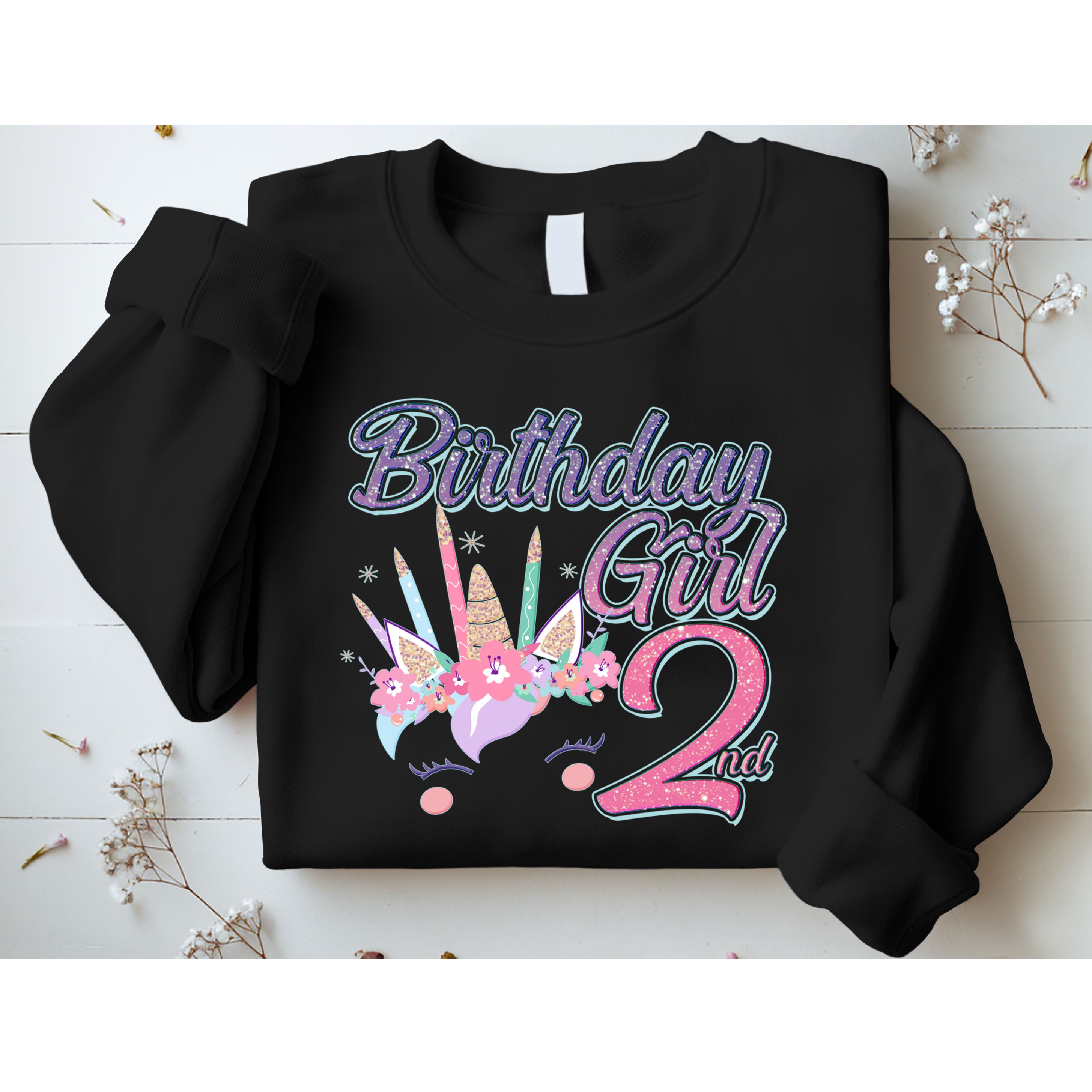 Cute Birthday Girl Second 2nd Birthday Unicorn Sweatshirt
