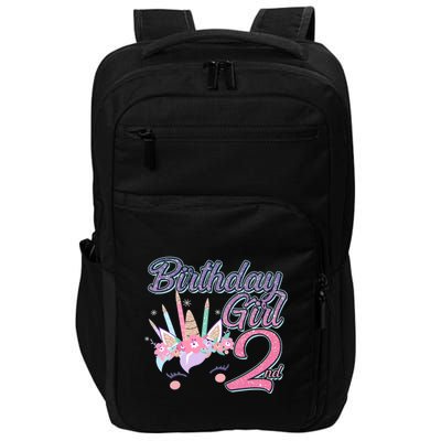 Cute Birthday Girl Second 2nd Birthday Unicorn Impact Tech Backpack