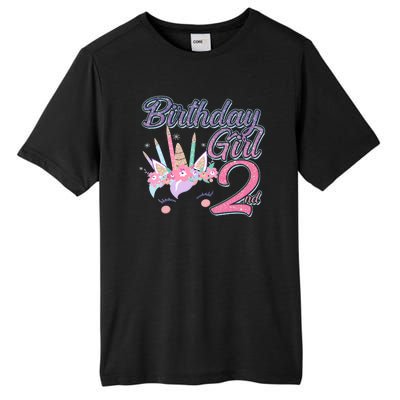 Cute Birthday Girl Second 2nd Birthday Unicorn Tall Fusion ChromaSoft Performance T-Shirt