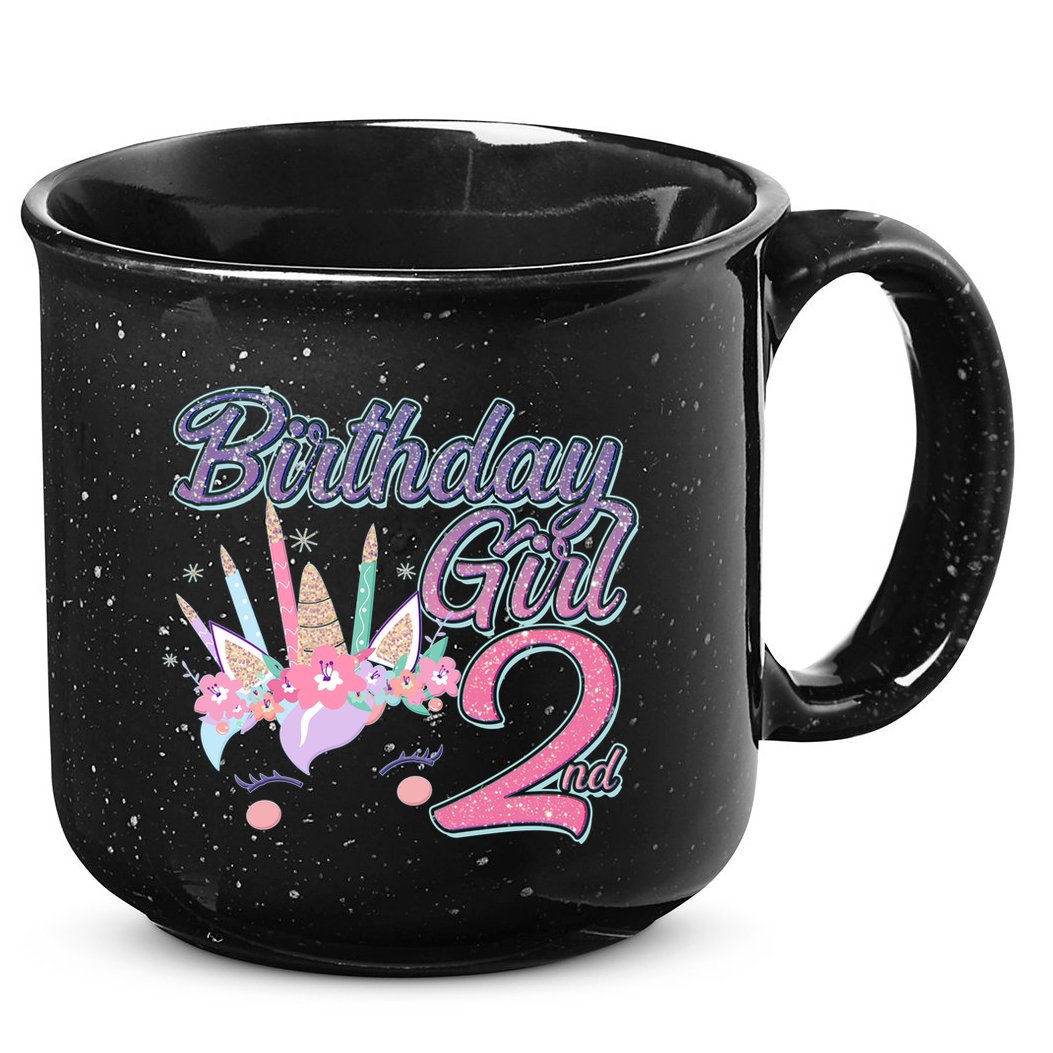 Cute Birthday Girl Second 2nd Birthday Unicorn 15oz Campfire Ceramic Mug