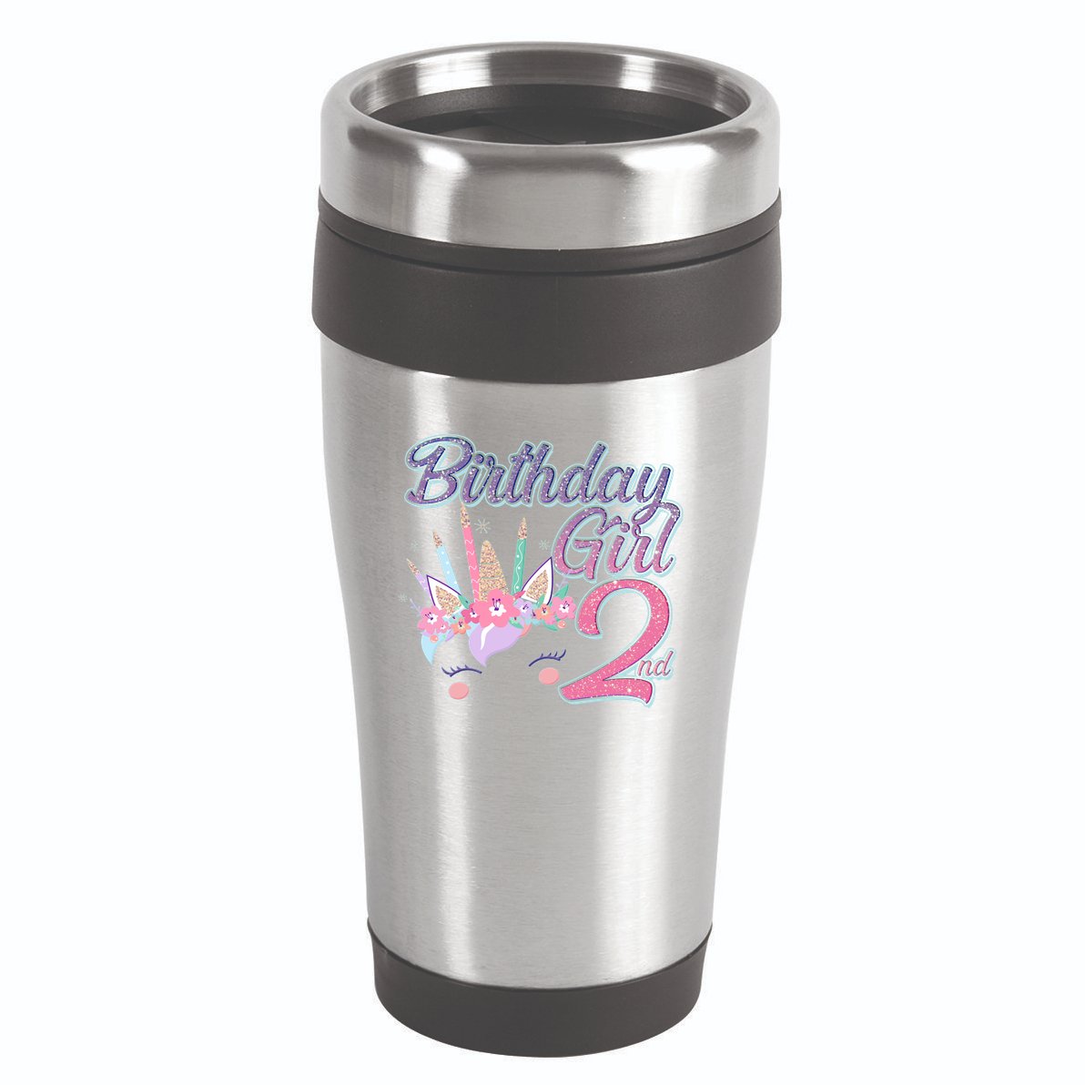 Cute Birthday Girl Second 2nd Birthday Unicorn 16oz Travel Tumbler