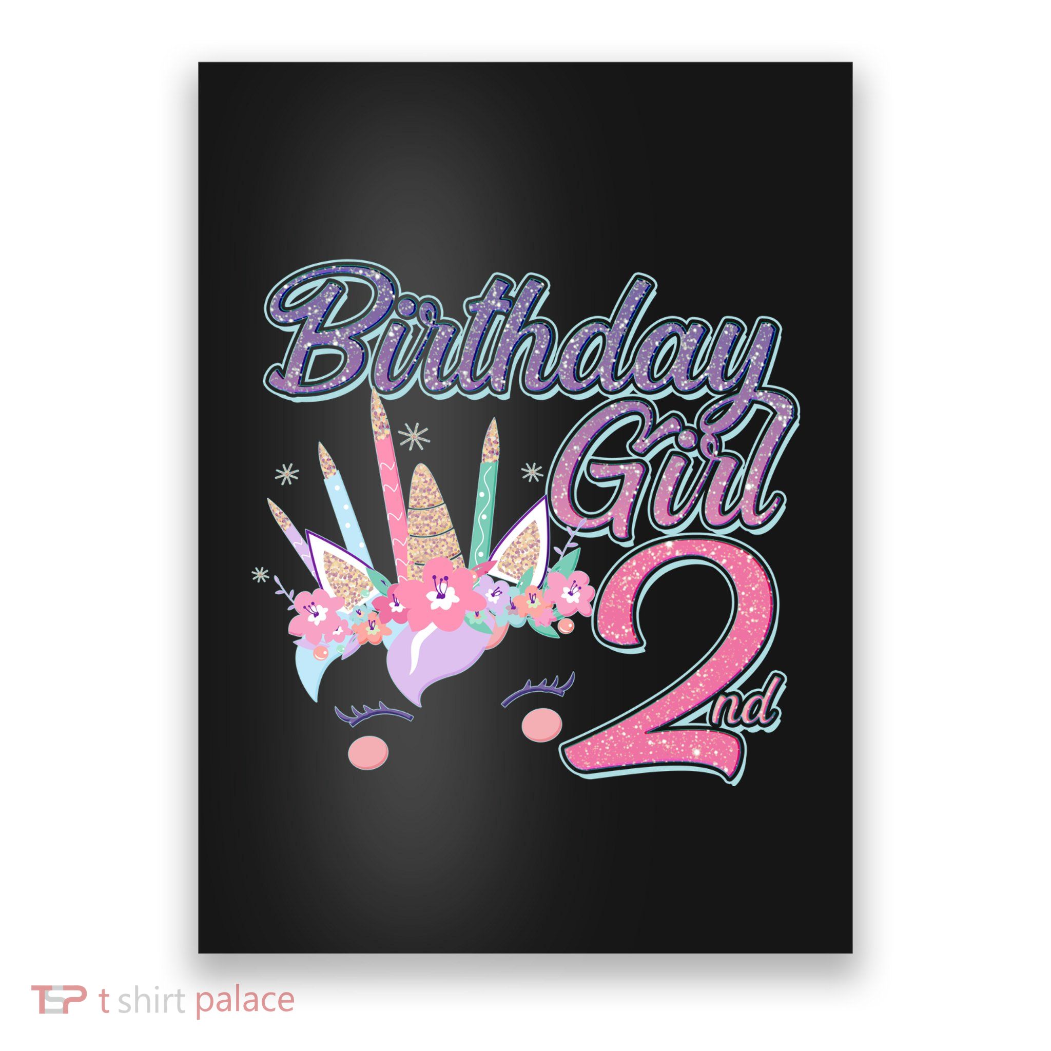 Cute Birthday Girl Second 2nd Birthday Unicorn Poster