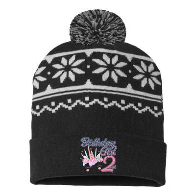 Cute Birthday Girl Second 2nd Birthday Unicorn USA-Made Snowflake Beanie