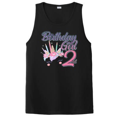 Cute Birthday Girl Second 2nd Birthday Unicorn PosiCharge Competitor Tank