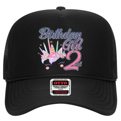 Cute Birthday Girl Second 2nd Birthday Unicorn Trucker Hat