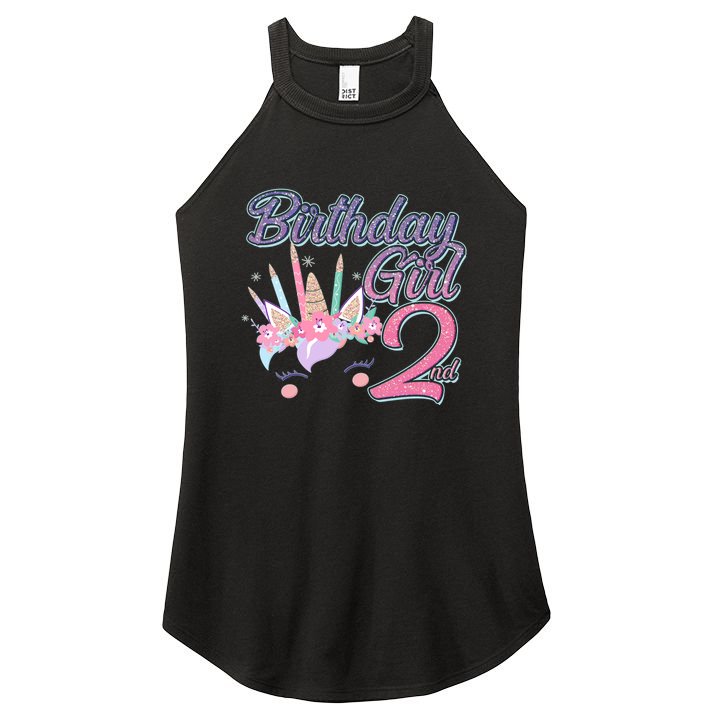 Cute Birthday Girl Second 2nd Birthday Unicorn Women's Perfect Tri Rocker Tank