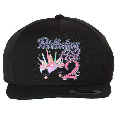 Cute Birthday Girl Second 2nd Birthday Unicorn Wool Snapback Cap