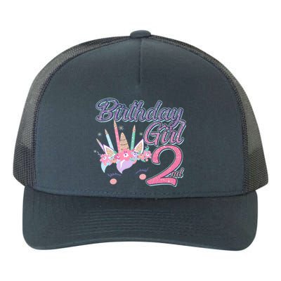 Cute Birthday Girl Second 2nd Birthday Unicorn Yupoong Adult 5-Panel Trucker Hat