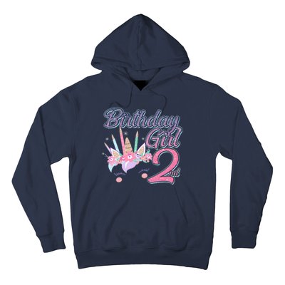 Cute Birthday Girl Second 2nd Birthday Unicorn Hoodie