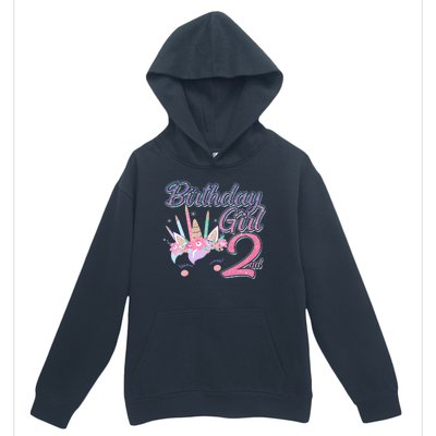 Cute Birthday Girl Second 2nd Birthday Unicorn Urban Pullover Hoodie