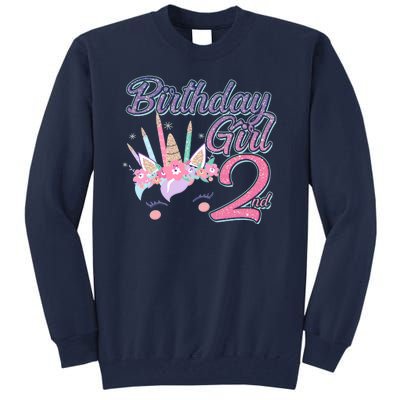 Cute Birthday Girl Second 2nd Birthday Unicorn Tall Sweatshirt