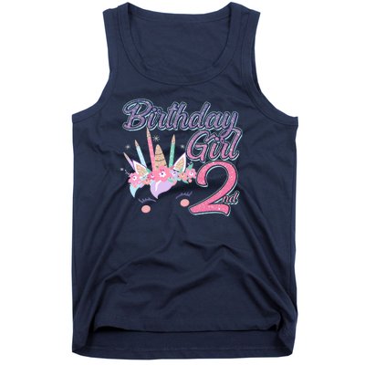 Cute Birthday Girl Second 2nd Birthday Unicorn Tank Top