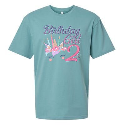 Cute Birthday Girl Second 2nd Birthday Unicorn Sueded Cloud Jersey T-Shirt