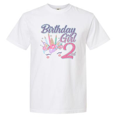 Cute Birthday Girl Second 2nd Birthday Unicorn Garment-Dyed Heavyweight T-Shirt