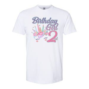 Cute Birthday Girl Second 2nd Birthday Unicorn Softstyle CVC T-Shirt