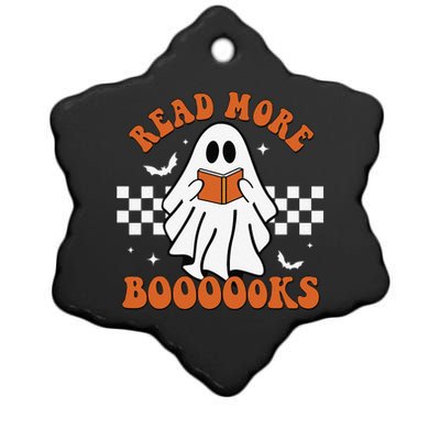 Cute Booooks Ghost Read More Books Funny Teacher Halloween Ceramic Star Ornament