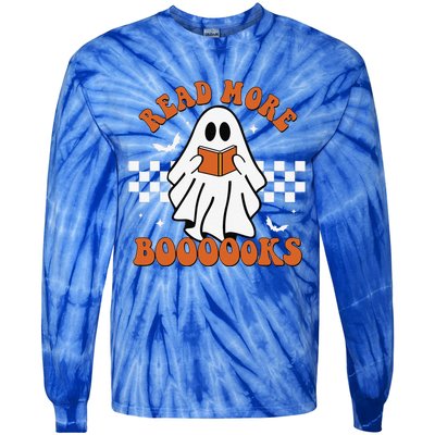 Cute Booooks Ghost Read More Books Funny Teacher Halloween Tie-Dye Long Sleeve Shirt