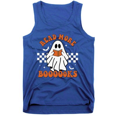 Cute Booooks Ghost Read More Books Funny Teacher Halloween Tank Top