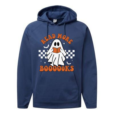 Cute Booooks Ghost Read More Books Funny Teacher Halloween Performance Fleece Hoodie