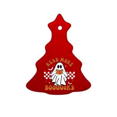 Cute Booooks Ghost Read More Books Funny Teacher Halloween Ceramic Tree Ornament