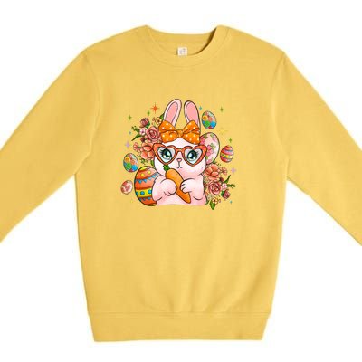 Cute Bunny Glasses Easter Day Gift Easter Egg Premium Crewneck Sweatshirt