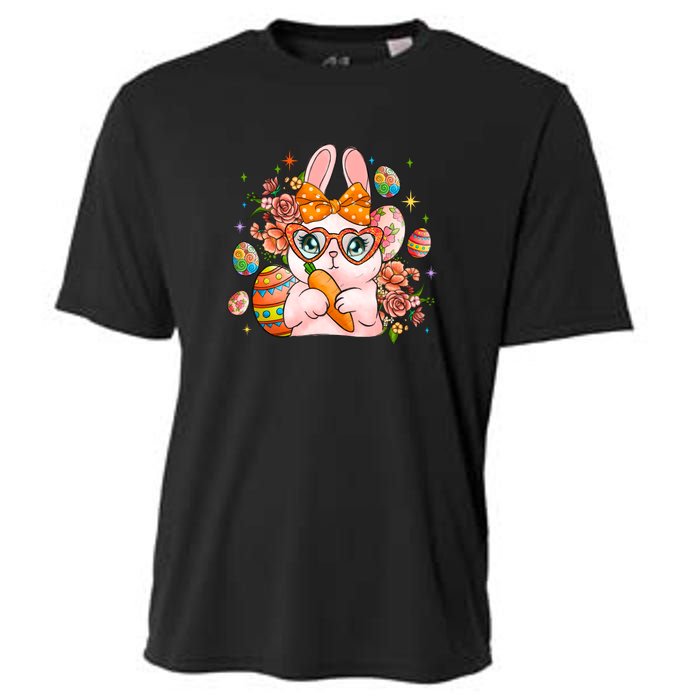 Cute Bunny Glasses Easter Day Gift Easter Egg Cooling Performance Crew T-Shirt