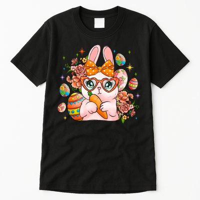Cute Bunny Glasses Easter Day Gift Easter Egg Tall T-Shirt
