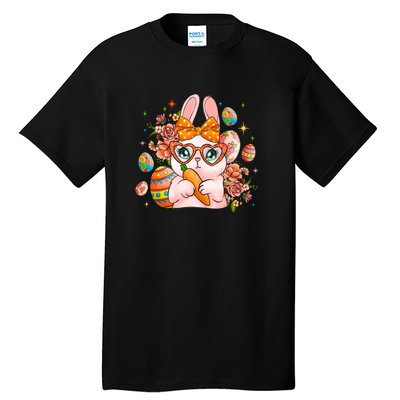 Cute Bunny Glasses Easter Day Gift Easter Egg Tall T-Shirt