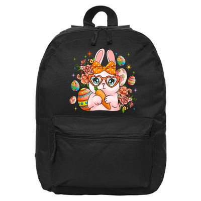 Cute Bunny Glasses Easter Day Gift Easter Egg 16 in Basic Backpack
