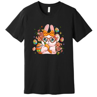 Cute Bunny Glasses Easter Day Gift Easter Egg Premium T-Shirt