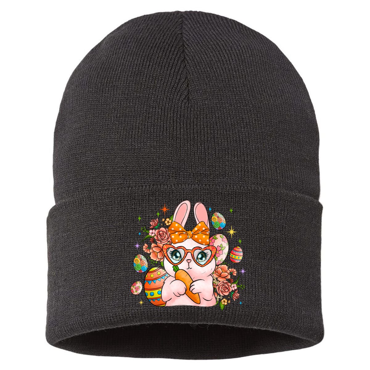 Cute Bunny Glasses Easter Day Gift Easter Egg Sustainable Knit Beanie