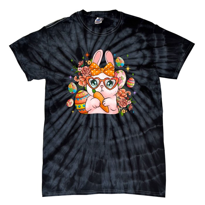 Cute Bunny Glasses Easter Day Gift Easter Egg Tie-Dye T-Shirt