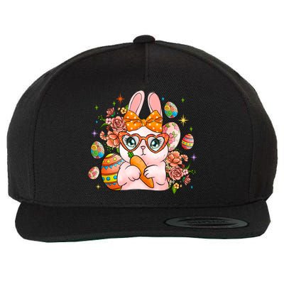 Cute Bunny Glasses Easter Day Gift Easter Egg Wool Snapback Cap