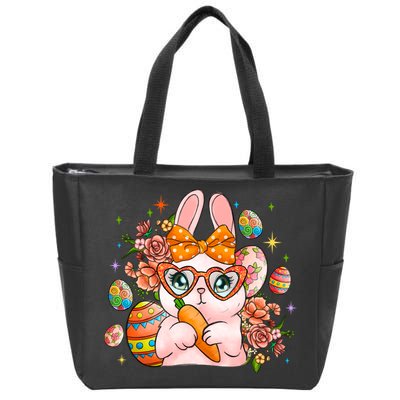 Cute Bunny Glasses Easter Day Gift Easter Egg Zip Tote Bag