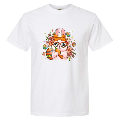 Cute Bunny Glasses Easter Day Gift Easter Egg Garment-Dyed Heavyweight T-Shirt